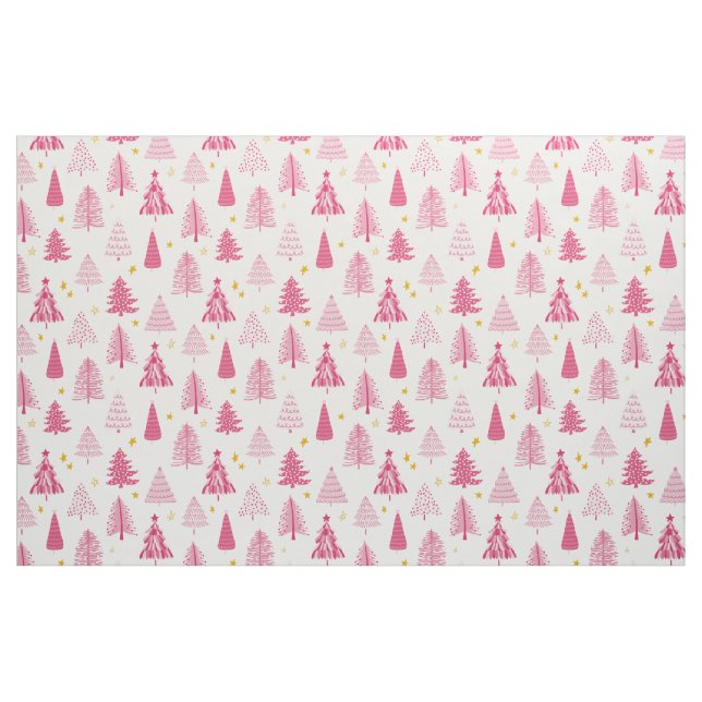 Tecido Árvore de Natal de férias rosa (Fat Quarter)