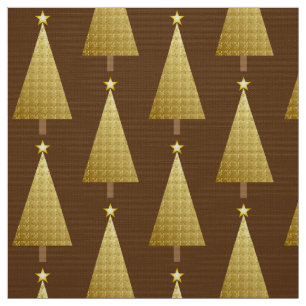 Tecido Árvore de Natal moderna de folha de ouro