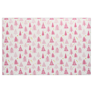 Tecido Árvore de Natal rosa