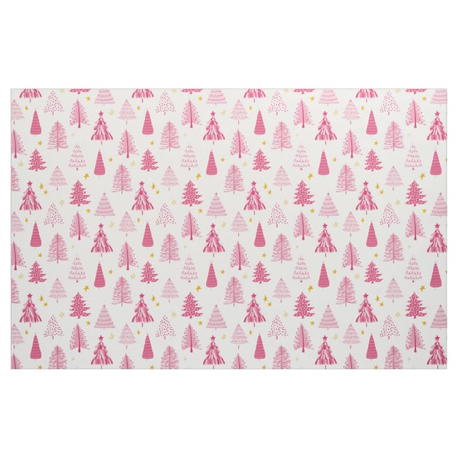 Tecido Árvore de Natal rosa (Fat Quarter)