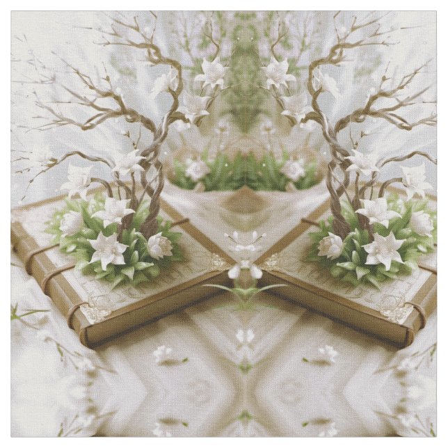 Tecido Árvore florescente crescendo a partir de um livro (Detalhe)