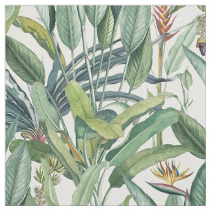 Tecido Árvore Tropical de Banana Verde Tropical Strelitzi