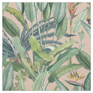 Tecido Árvore Tropical de Banana Verde Tropical Strelitzi