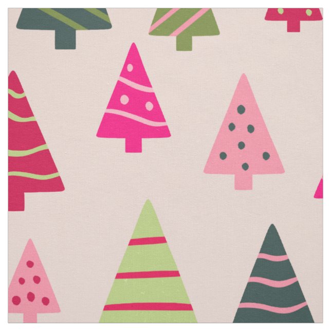 Tecido Árvores de Natal rosa e verde (Modelo)