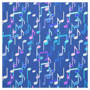 Tecido As notas musicais imprimem - o azul de índigo,