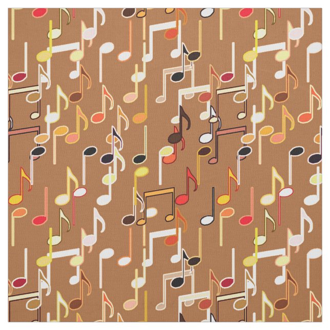 Tecido As notas musicais imprimem - o caramelo Tan, multi (Modelo)