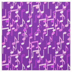 Tecido As notas musicais imprimem - o roxo violeta, multi