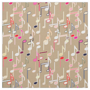 Tecido As notas musicais imprimem - o tan do taupe, multi