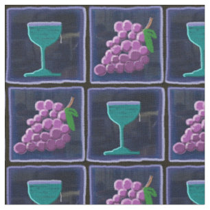 Tecido As uvas & o vinho telharam o algodão