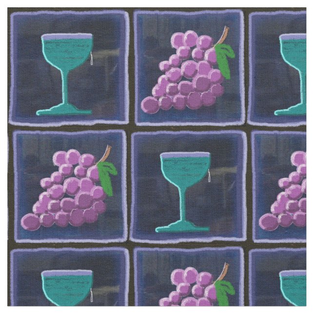 Tecido As uvas & o vinho telharam o algodão (Detalhe)