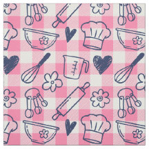 Assando Doodles em Gingham - Rosa e Azul Marinho