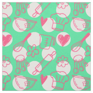 Tecido Assando Doodles em Pontinhos - Rosa & Verde