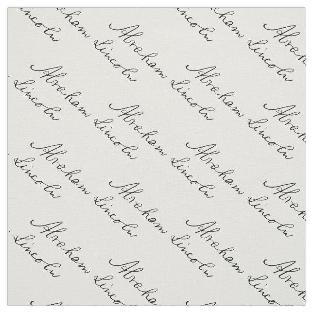 Tecido Assinatura da escrita do presidente Abraham (Modelo)