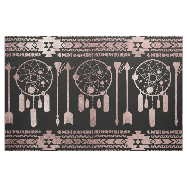 Tecido Asteca tribal Dourado cor-de-rosa de Dreamcatcher (Jarda)