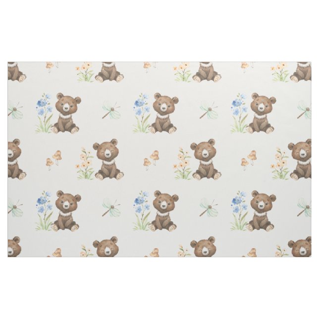 Tecido Aurserta De Bear Bear Bear Animais Da Floresta Flo (Fat Quarter)