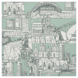 Tecido Australia toile de jouy balsam duck egg