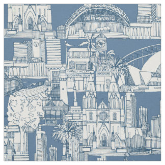 Tecido Australia toile de jouy cobalt denim