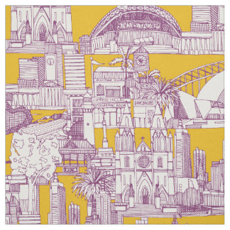 Tecido Australia toile de jouy purple yellow