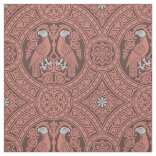 Tecido Aves Bizantinas Dark Terra Cotta