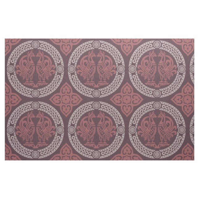 Tecido Aves Bizantinas, Vermelho de Cranberry (Fat Quarter)