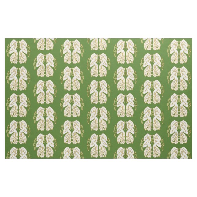 Tecido Aves Célticas Douradas e Brancas (Fat Quarter)