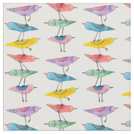 Tecido Aves Coloridas Empilhadas
