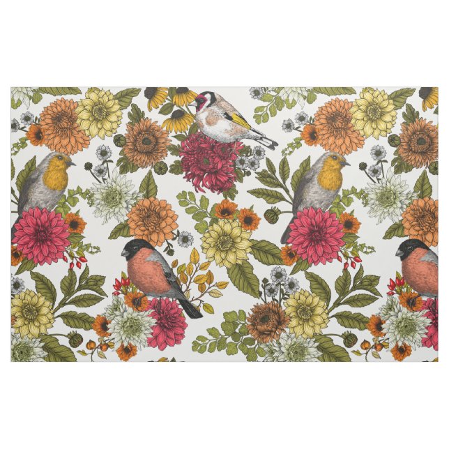 Tecido Aves e flores do jardim 1 (Fat Quarter)
