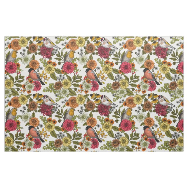 Tecido Aves e flores do jardim 1 (Fat Quarter)