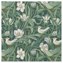 Aves e Tulipas Arte Verde Nouveau