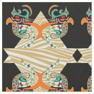 Tecido aves ornamentais e zebra