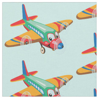 Tecido avião de desenho animado