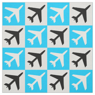 Tecido Avião de Jatos Voadores de Aviação Geométrica Azul