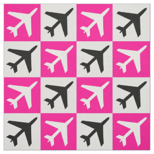 Tecido Avião de Jatos Voadores Geométricos Rosa