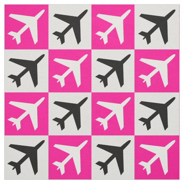 Tecido Avião de Jatos Voadores Geométricos Rosa (Modelo)