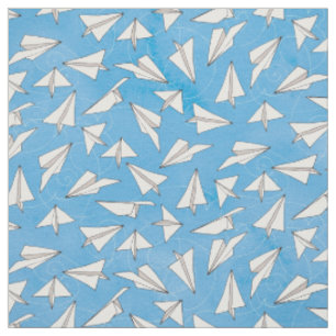 Tecido Avião de Papel Engraçado com Padrão Azul