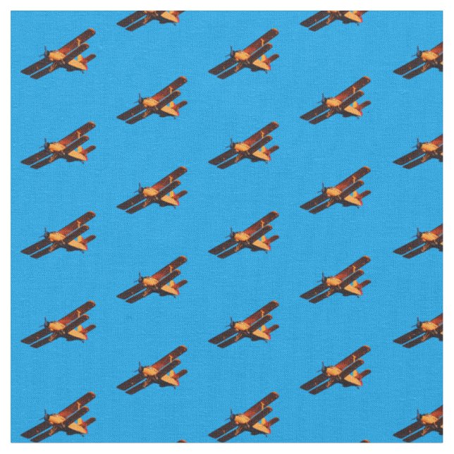 Tecido Avião e céu azul/avião de colheita (Detalhe)