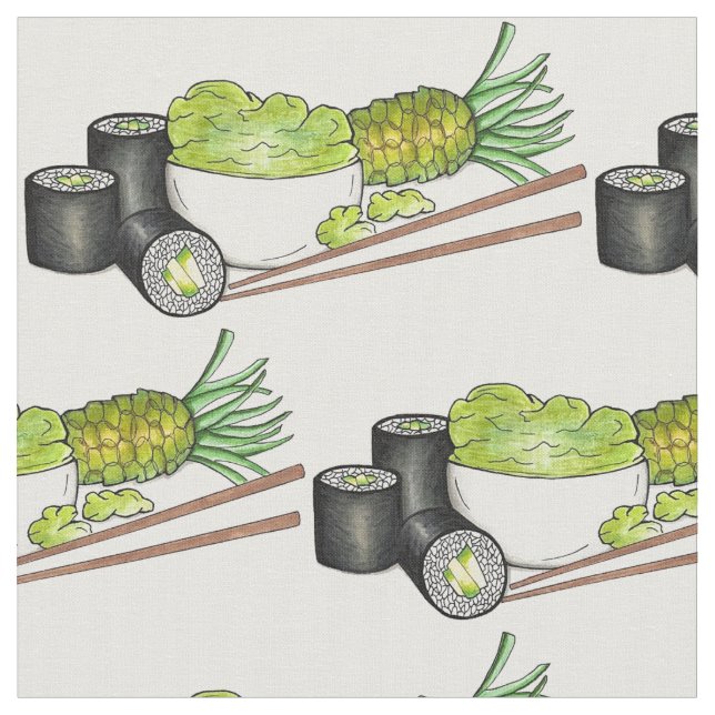 Tecido Avocado Roll Wasabi Sushi - Restaurante de Comida  (Detalhe)