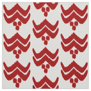 Tecido Azoto estilizado - vermelho escuro e branco