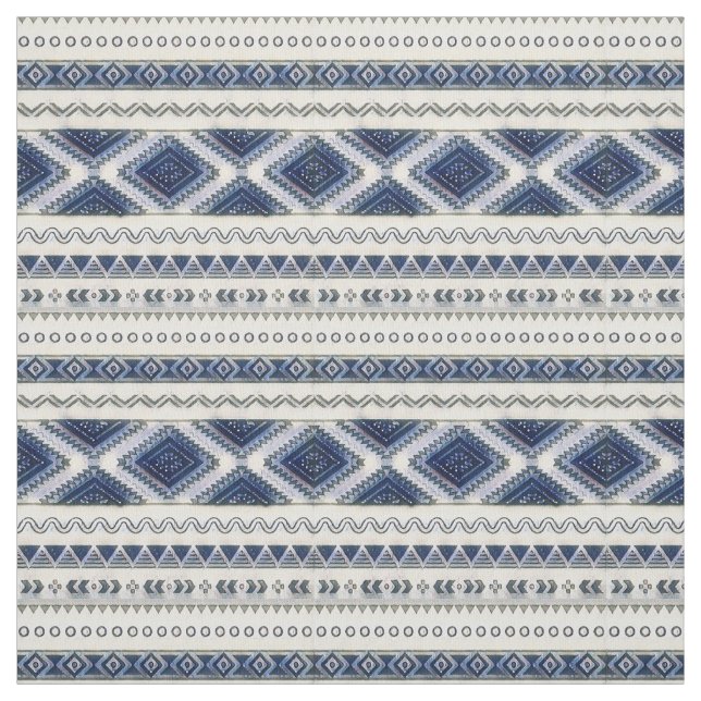 Tecido Aztec Azul e Branco Sem Costura Premium (Modelo)
