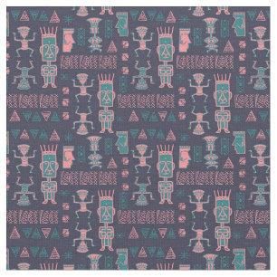 Tecido Aztec rosa e Aqua