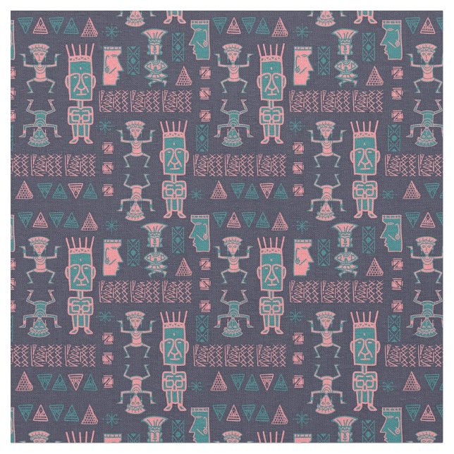 Tecido Aztec rosa e Aqua (Detalhe)