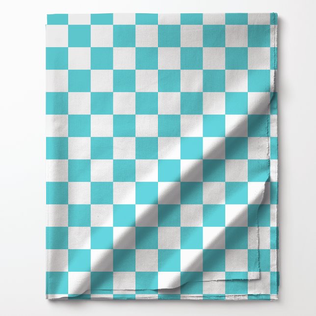 Tecido Azul Aquamarina e Padrão Xadrez Branco (Criador carregado)