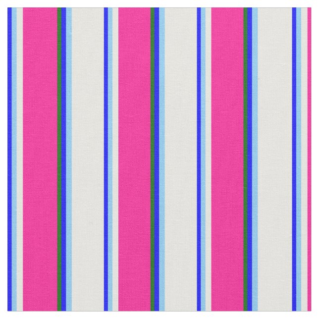 Tecido Azul, Azul Claro, Branco, Rosa Profundo, Verde Esc (Detalhe)