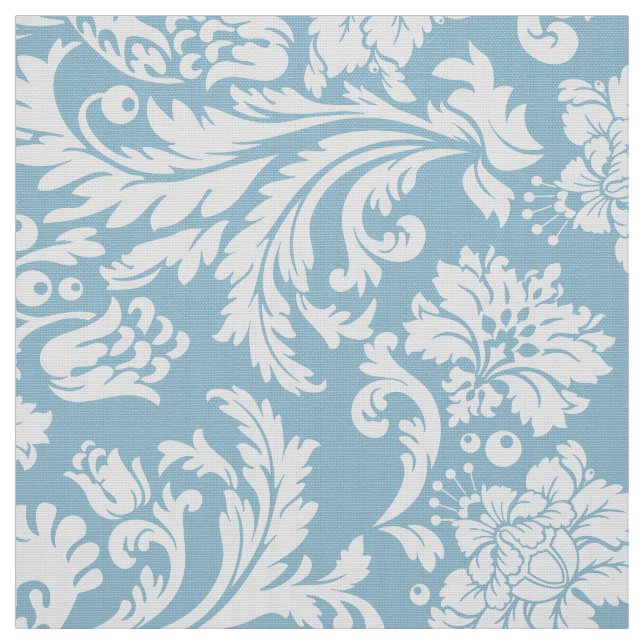 Tecido Azul-branco Elegante e Damascos Florais Azul-Bebê (Modelo)