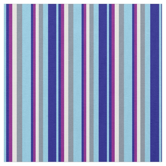Tecido Azul-Céu, Azul, Roxo, Creme de Casa e Cinza de Tra (Detalhe)