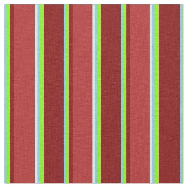 Tecido Azul-céu, Chartreuse, Marrom, Vermelho e Amarelo-c (Detalhe)