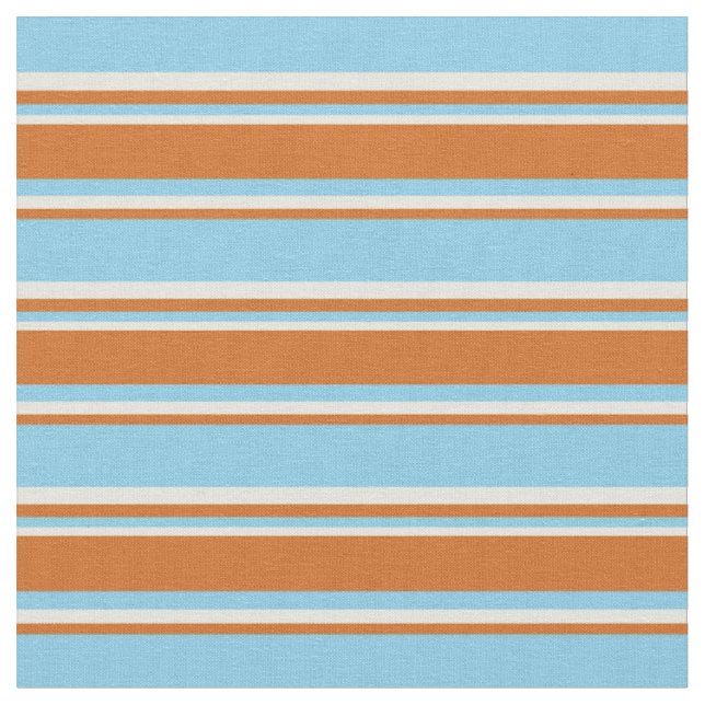 Tecido Azul-céu, chocolate e riscas beges (Detalhe)