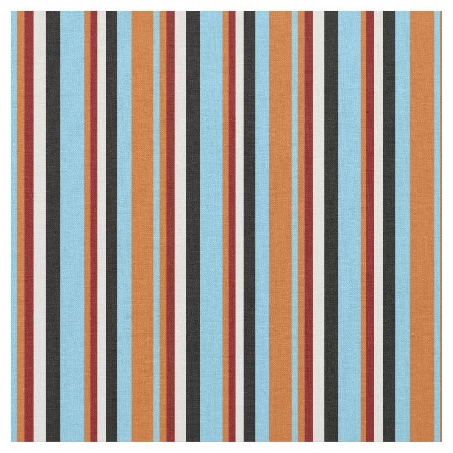 Tecido Azul-céu, Chocolate, Marrom, Amarelo-claro e preto (Detalhe)