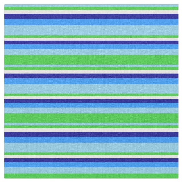 Tecido Azul-céu, Verde limão, creme de casa, azul escuro  (Detalhe)