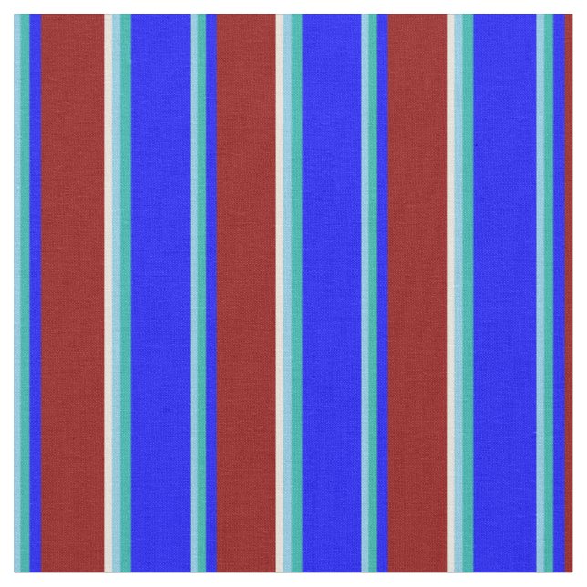 Tecido Azul-céu, Verde-mar-claro, Azul, Vermelho-escuro e (Detalhe)